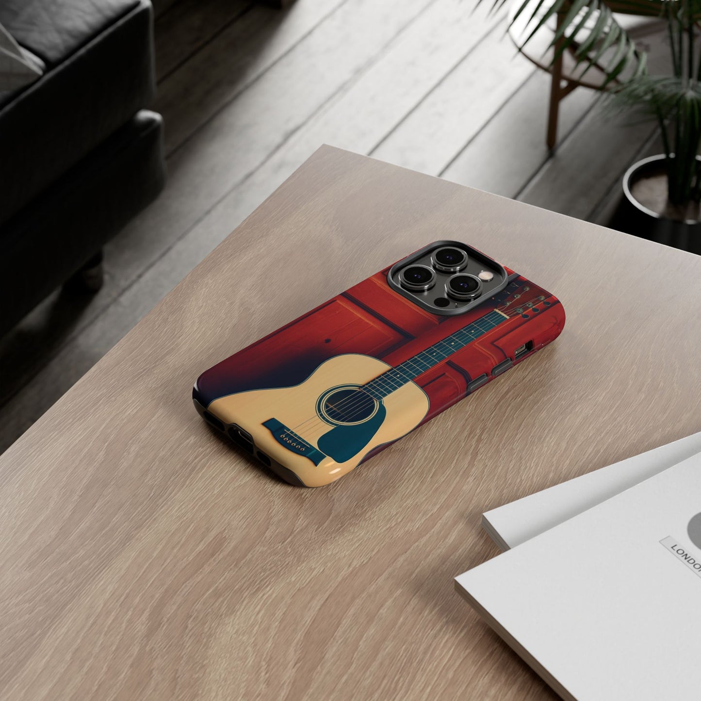 Guitar Phone Case, Tough Cases for Musicians, Unique Gift for Guitar Lovers, Music Themed Tech Accessory, Acoustic Guitar Design