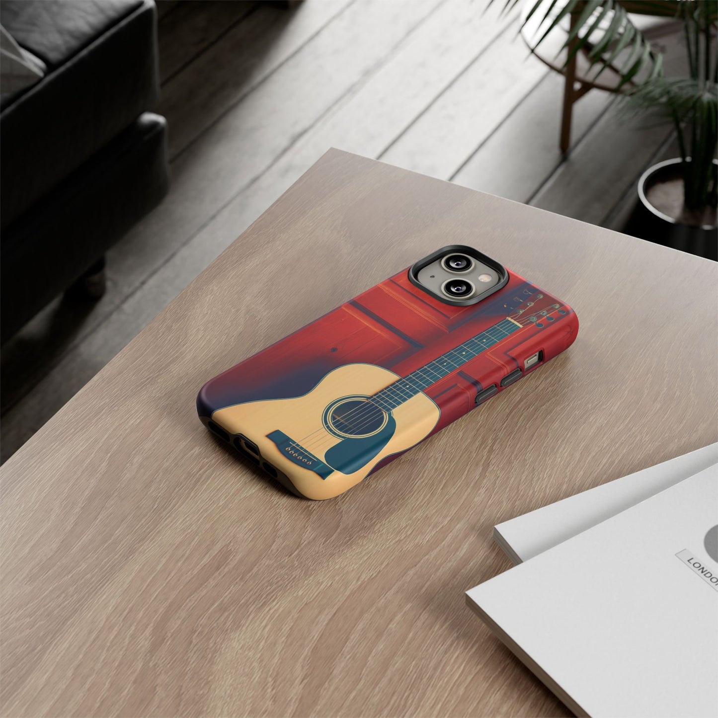 Guitar Phone Case, Tough Cases for Musicians, Unique Gift for Guitar Lovers, Music Themed Tech Accessory, Acoustic Guitar Design