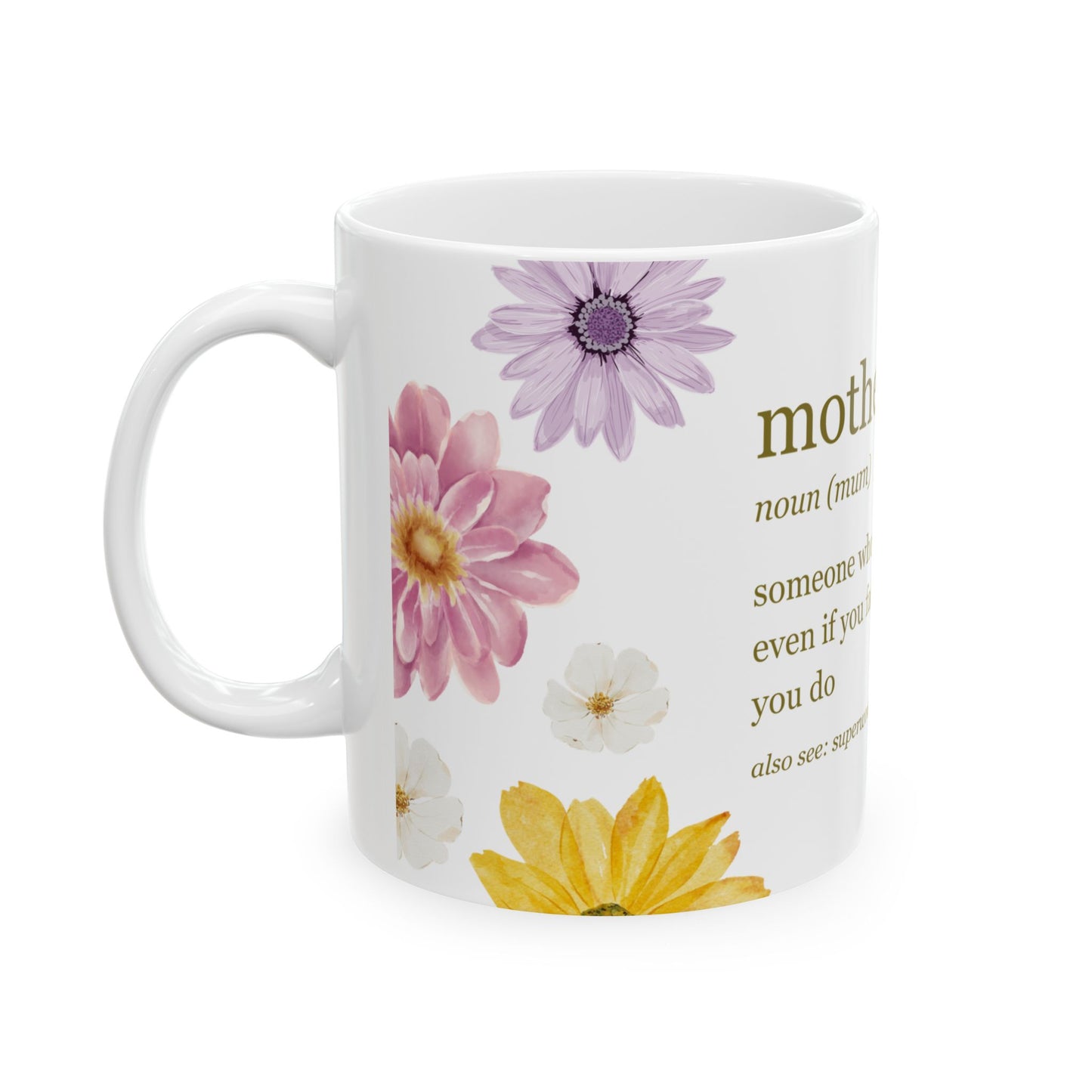 Floral Mother Definition Mug - Perfect Gift for Mom, Tea or Coffee Cup, Mother's Day Gift, Ceramic Drinkware