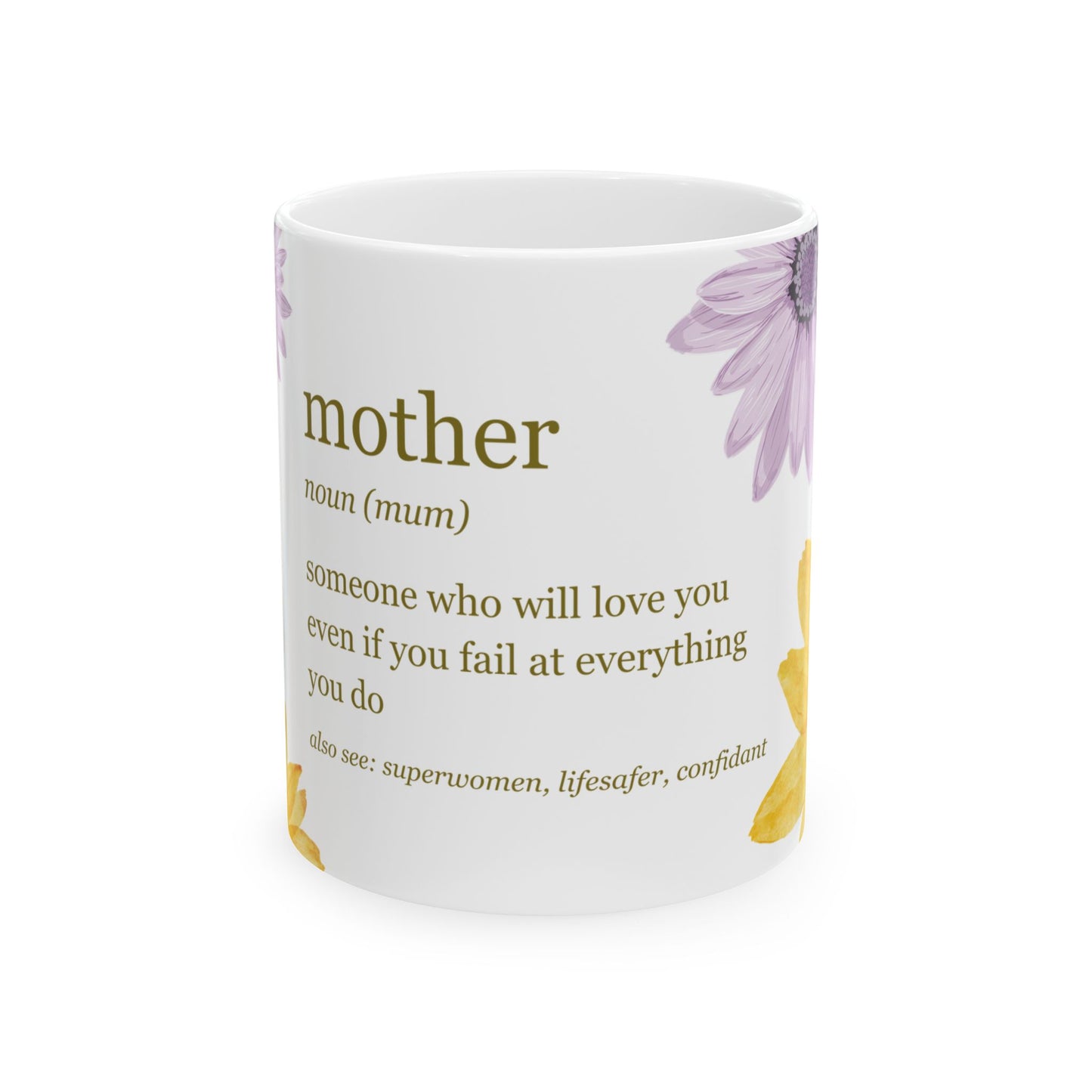 Floral Mother Definition Mug - Perfect Gift for Mom, Tea or Coffee Cup, Mother's Day Gift, Ceramic Drinkware