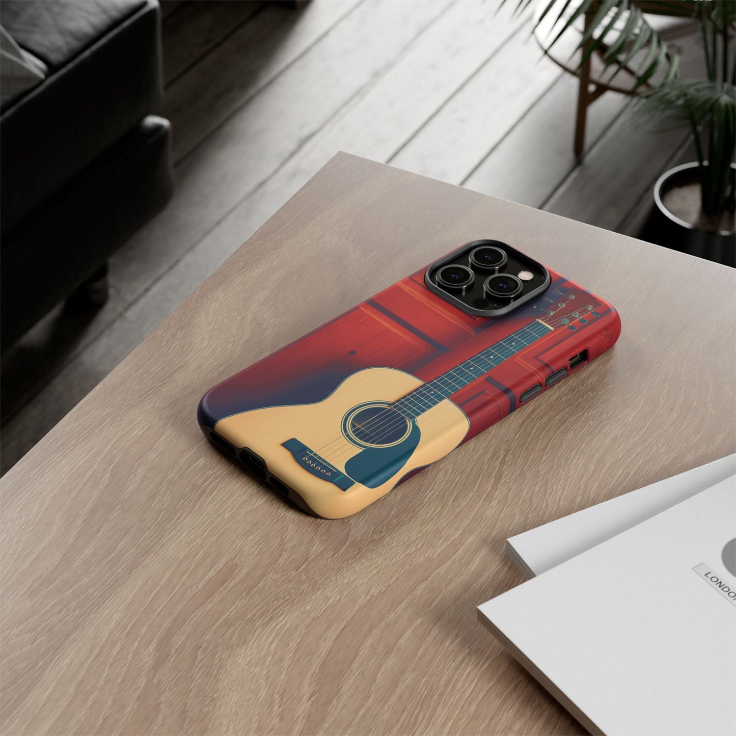 Guitar Phone Case, Tough Cases for Musicians, Unique Gift for Guitar Lovers, Music Themed Tech Accessory, Acoustic Guitar Design