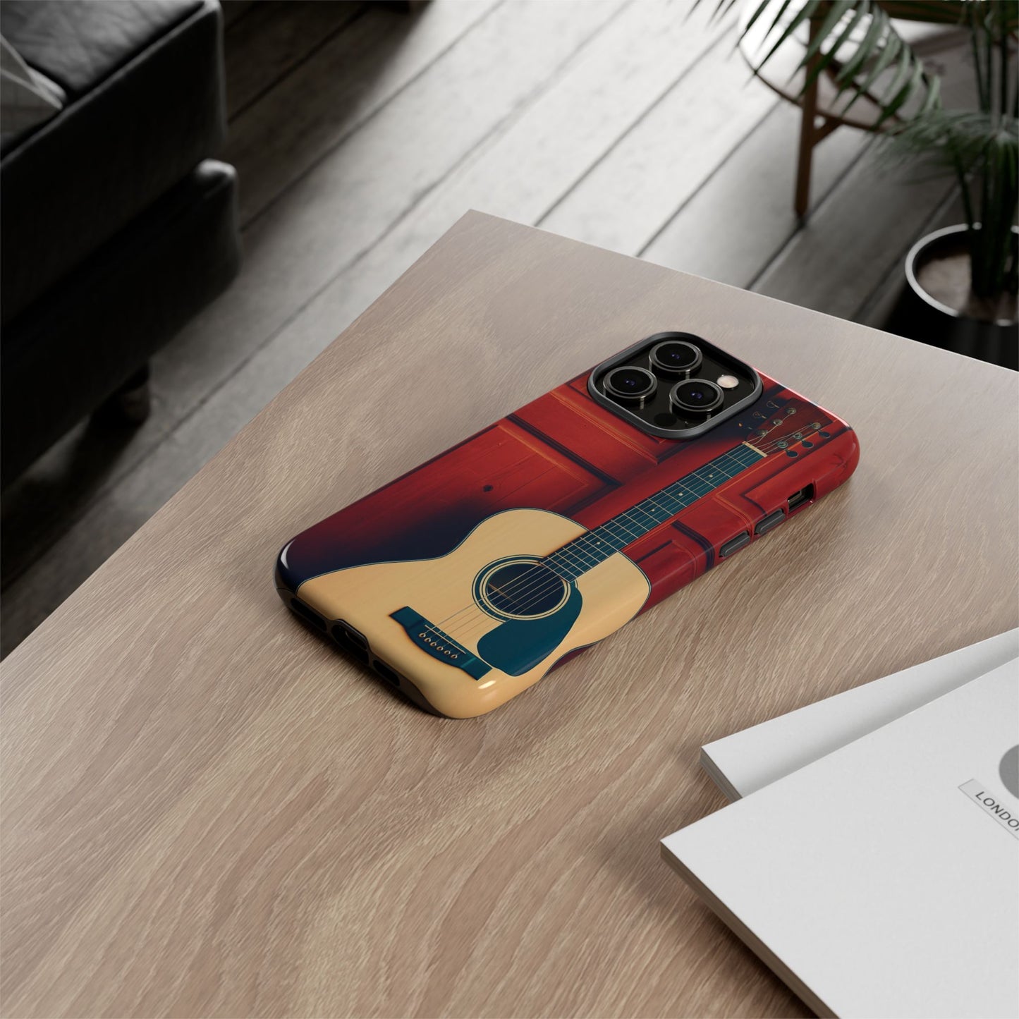Guitar Phone Case, Tough Cases for Musicians, Unique Gift for Guitar Lovers, Music Themed Tech Accessory, Acoustic Guitar Design