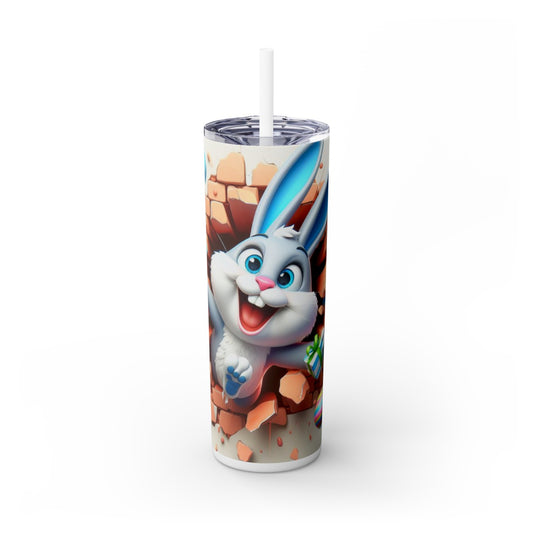 3D Easter Bunny Skinny Tumbler with Straw, 20oz