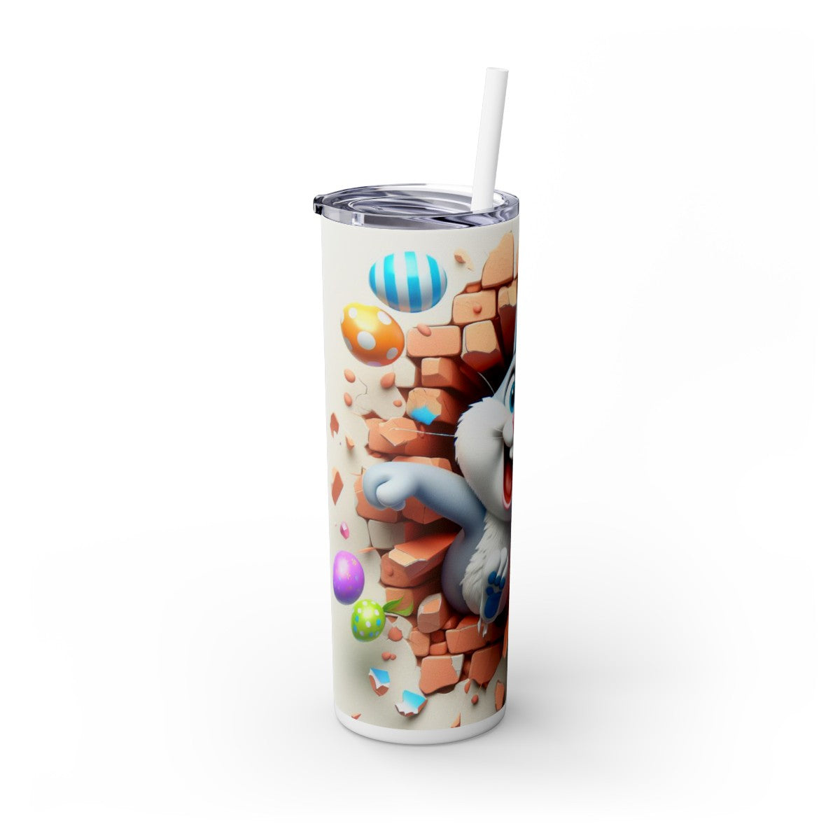 3D Easter Bunny Skinny Tumbler with Straw, 20oz