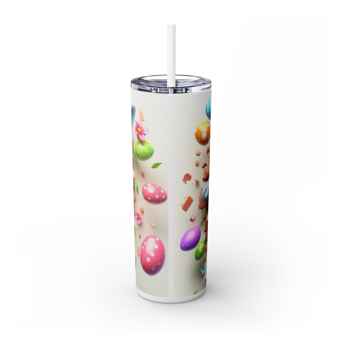 3D Easter Bunny Skinny Tumbler with Straw, 20oz