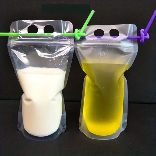 Reusable Juice Bags with Straw