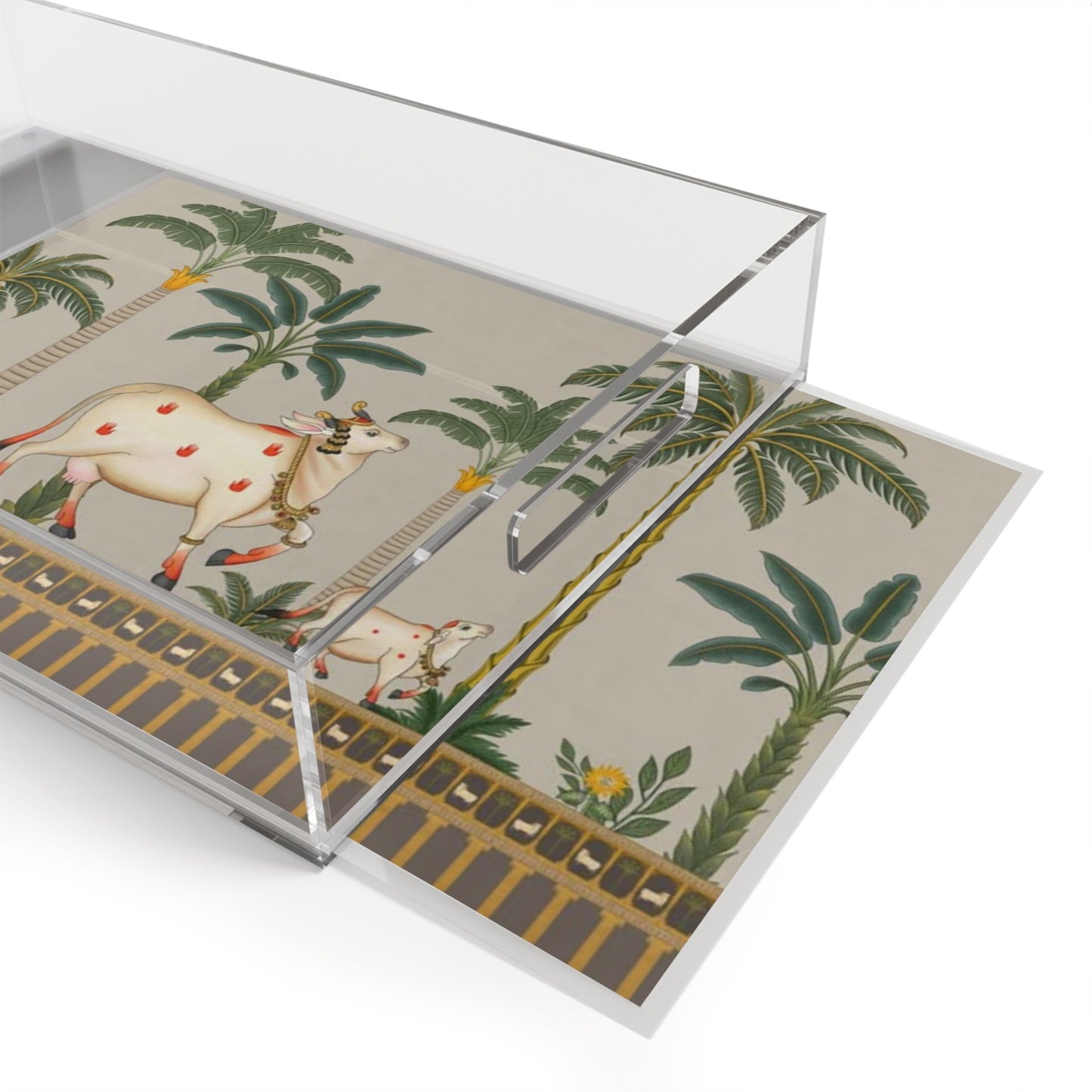 Indian Cows Acrylic Serving Tray | Pichwai Inspired Palm Print