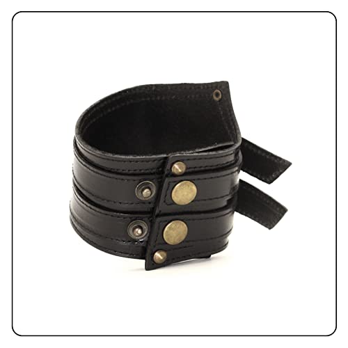 Fusamk Punk Rock Belt Buckle Wristband Wide Leather Arm Cuff Bracelet