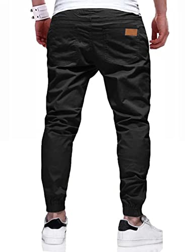 JMIERR Mens Casual Joggers Pants - Cotton Drawstring Chino Cargo Pants Hiking Outdoor Twill Track Jogging Sweatpants Pants