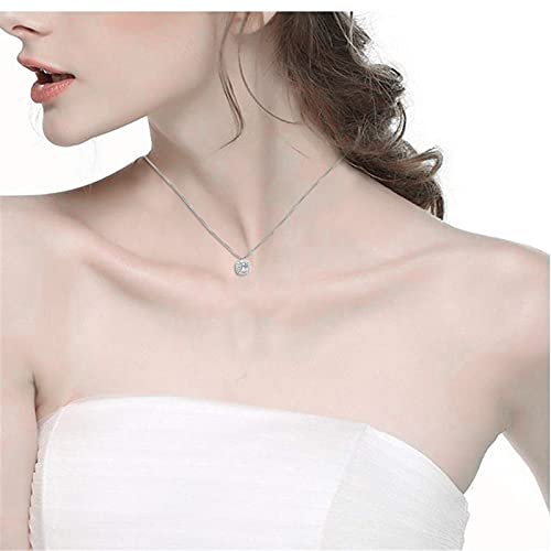 Exquisite Necklace Square Diamond Sterling Silver Necklace Clavicle Chain Jewelry Pendant Gift for Ladies 1pc