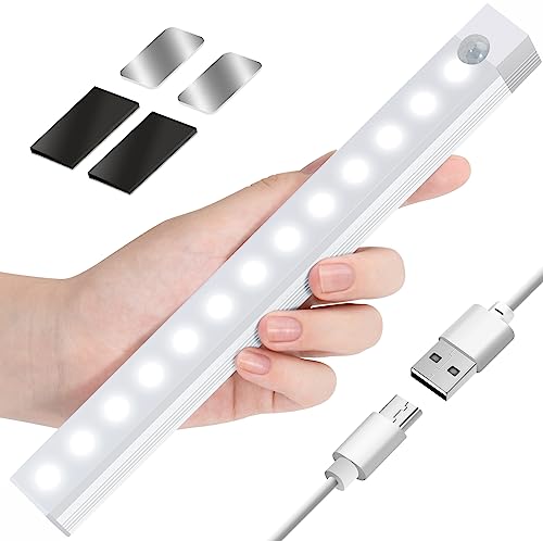 Motion Sensor Light Indoor Under Cabinet Lights Wardrobe Light Under Counter Lights Wireless Night Lights with USB Rechargeable for Closet Hallway Stairway Wardrobe Kitchen by DWEPU (7.9 inches)