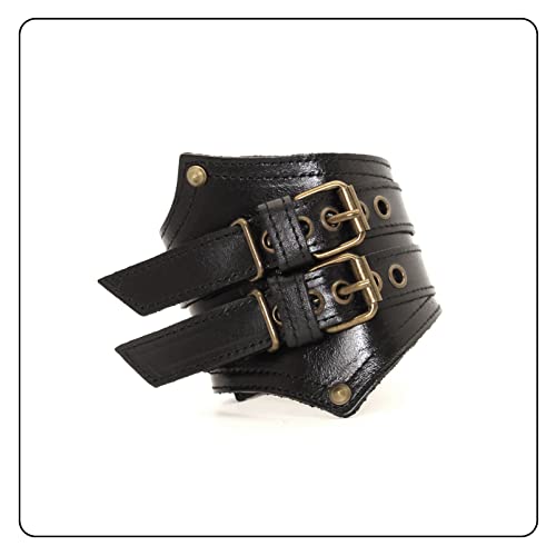 Fusamk Punk Rock Belt Buckle Wristband Wide Leather Arm Cuff Bracelet