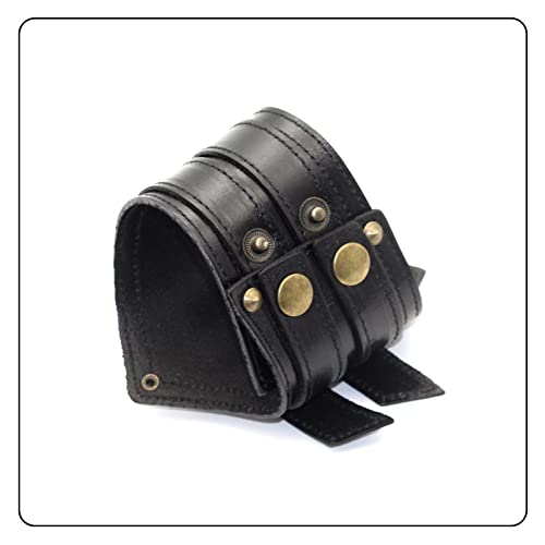 Fusamk Punk Rock Belt Buckle Wristband Wide Leather Arm Cuff Bracelet