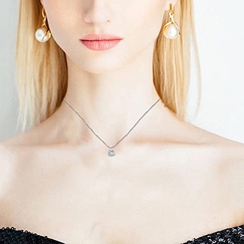 Exquisite Necklace Square Diamond Sterling Silver Necklace Clavicle Chain Jewelry Pendant Gift for Ladies 1pc