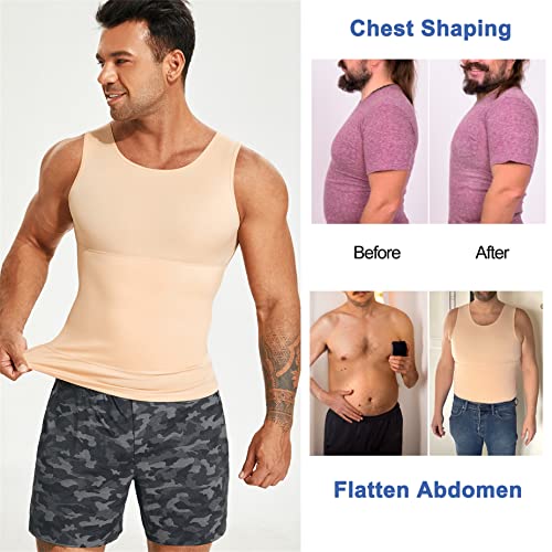 Mens Compression Shirt Slimming Body Shaper Vest Workout Tank Tops Abs Abdomen Undershirts