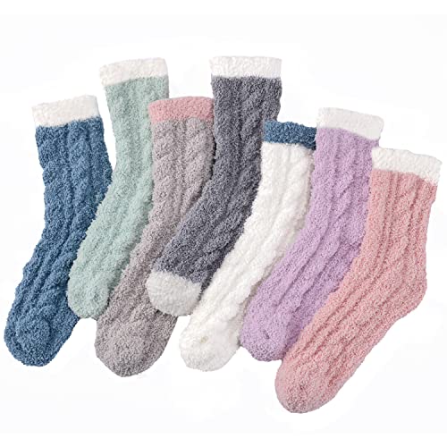 Clothirily Fuzzy Socks for Women - Super Soft Warm Fluffy Socks, Winter Cozy Socks for women with Thick Coral Fleece, Candy Color Womens Fuzzy Slipper Socks