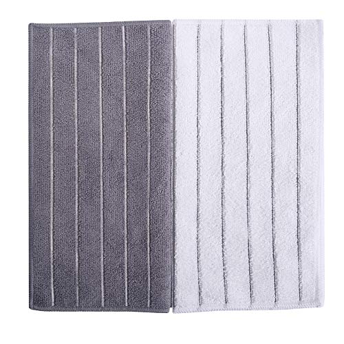 HYER KITCHEN Microfiber Dish Towels, Stripe Designed, Super Soft and Absorbent Dishcloth, Pack of 8, 12 x 12 Inch, Gray and White