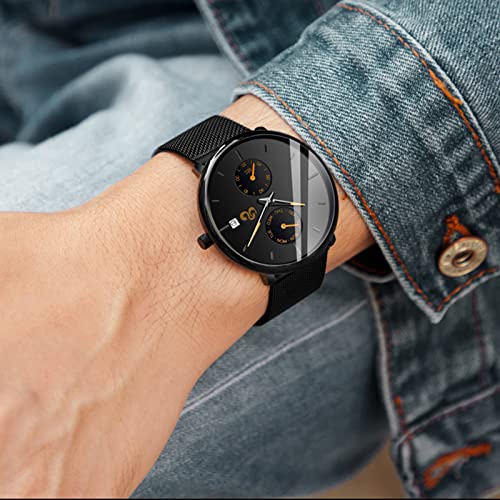 UNDERCURRENT SURGING Mens Watches Waterproof - Fashion Wrist Watch for Men Unisex Dress with Stainless Steel Mesh Band,Watches for Men with Auto Date,Valentine's Day,Gifts for gf bf her him