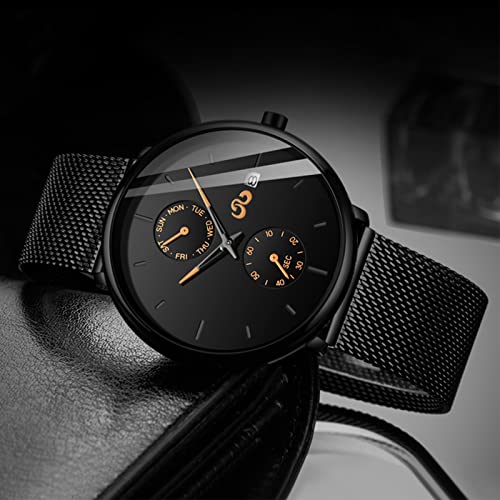 UNDERCURRENT SURGING Mens Watches Waterproof - Fashion Wrist Watch for Men Unisex Dress with Stainless Steel Mesh Band,Watches for Men with Auto Date,Valentine's Day,Gifts for gf bf her him