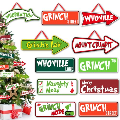 Grinchs Christmas Tree Decorations - 20Pcs Grinchs Christmas Tree Hanging Ornament Holiday Xmas Grinchs Ornaments Grinchs Christmas Decorations Decor Home Indoors