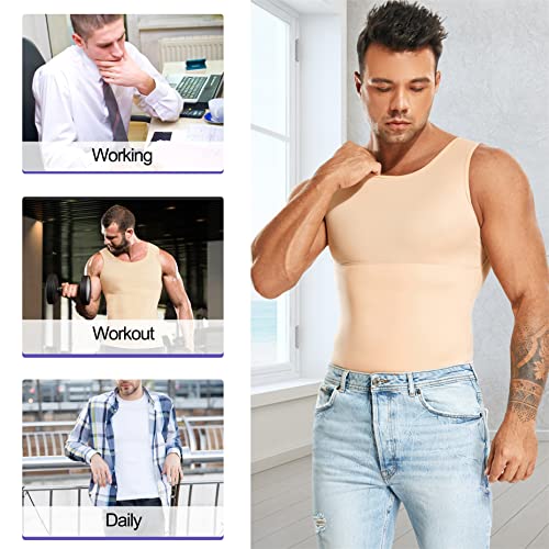 Mens Compression Shirt Slimming Body Shaper Vest Workout Tank Tops Abs Abdomen Undershirts